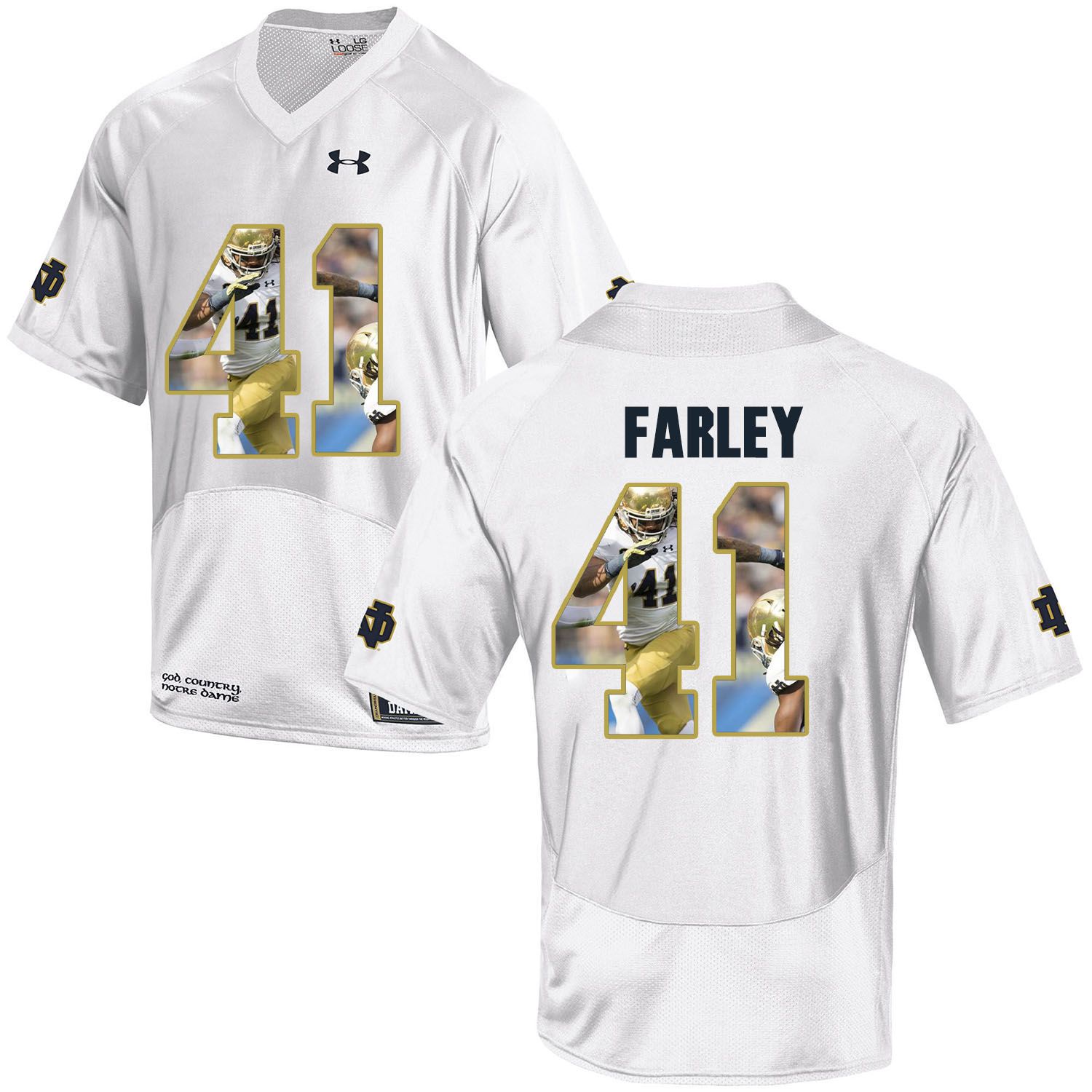 Men Norte Dame Fighting Irish #41 Farley White Fashion Edition Customized NCAA Jerseys